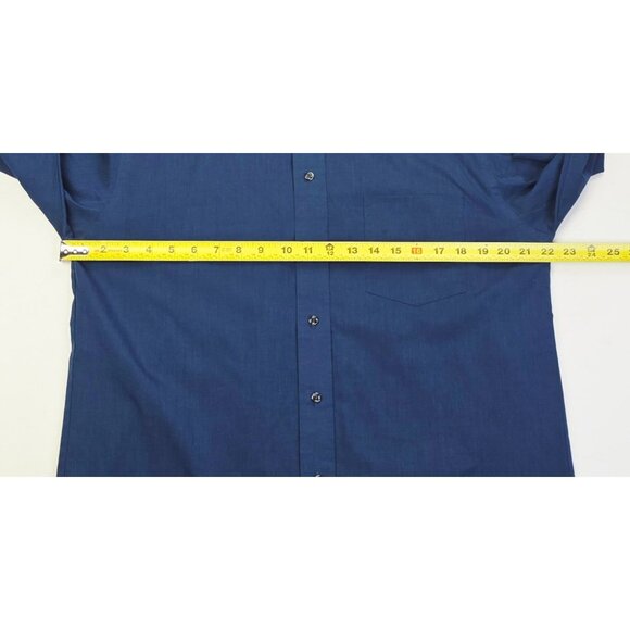 Stafford Size 15.5 32-33 Mens Navy Wrinkle Free Long Sleeve Pocket Shirt - Picture 3 of 8